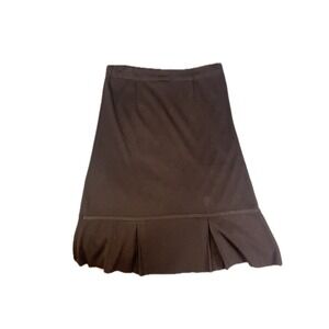 Misoook Women's L Black Acrylic Pleated Midi Skirt Knee Length Ribbon Detail